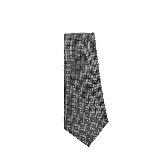 Black Geometric Neck Tie Classic 3.5" x 59" US Polo Association 100% Silk - Picture 1 of 7